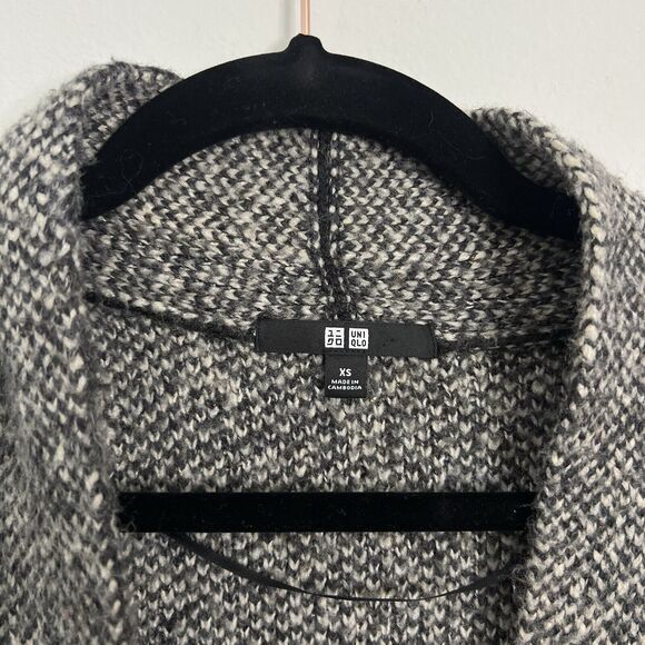Uniqlo Womens Wool Blend Tweed Cardigan Longline Brown Gray Size XS - Picture 2 of 13